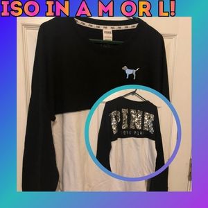 PINK Victoria's Secret Bling Long Sleeve Varsity Crew (ISO)